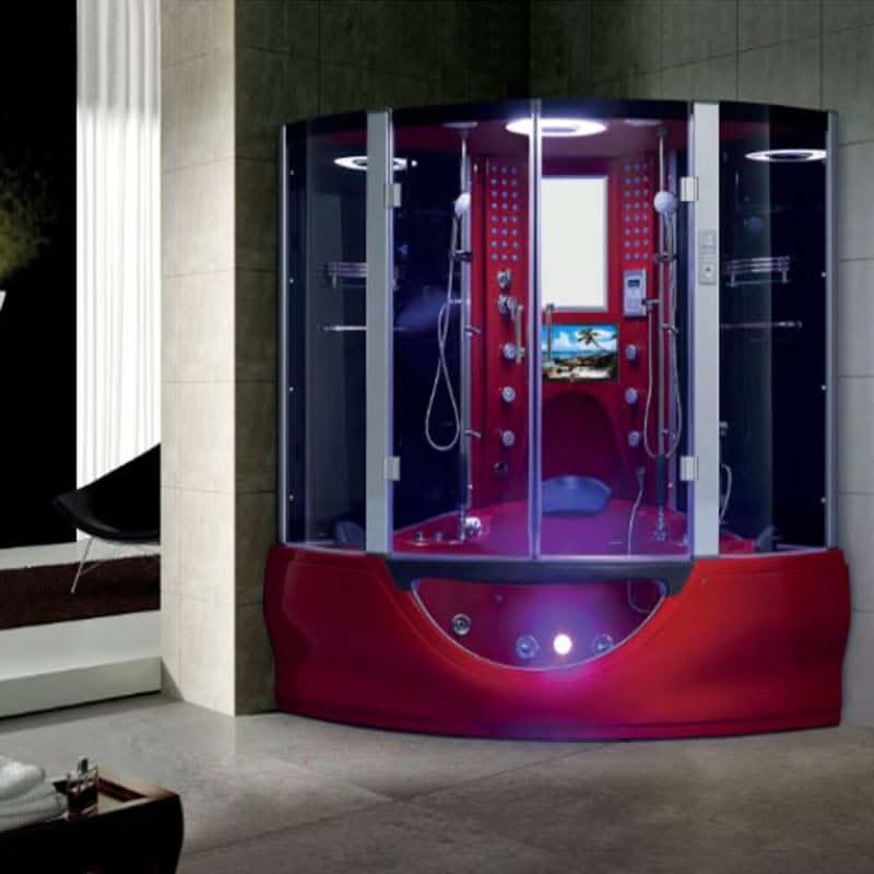 Maya Bath Showers Maya Bath The Superior Platinum Red 2-Person Freestanding Steam Shower