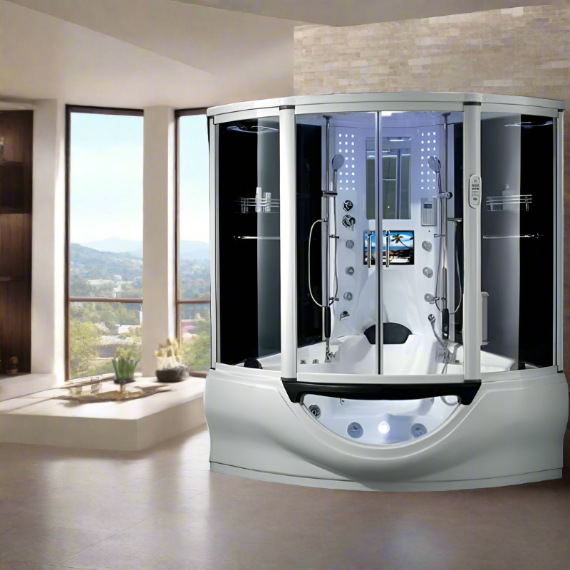 Maya Bath Showers Maya Bath The Superior Platinum White 2 Person Freestanding Steam Shower