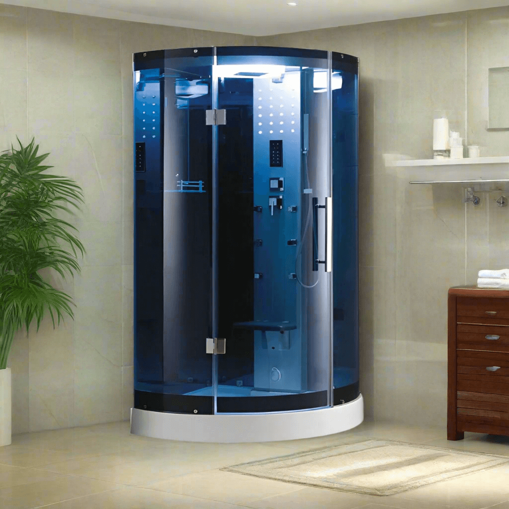 Mesa Showers Mesa WS-302A 1 Person Corner Steam Shower - 38"L x 38"W x 85"H (Blue Glass)