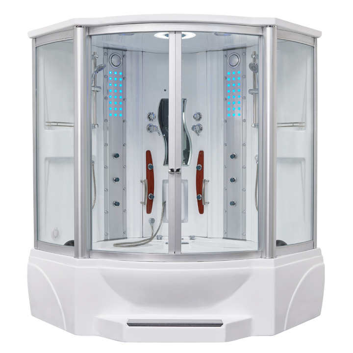 Mesa Showers Mesa WS-608A 2 Person Corner Steam Shower with Jetted Tub - 63" x 63" x 85"