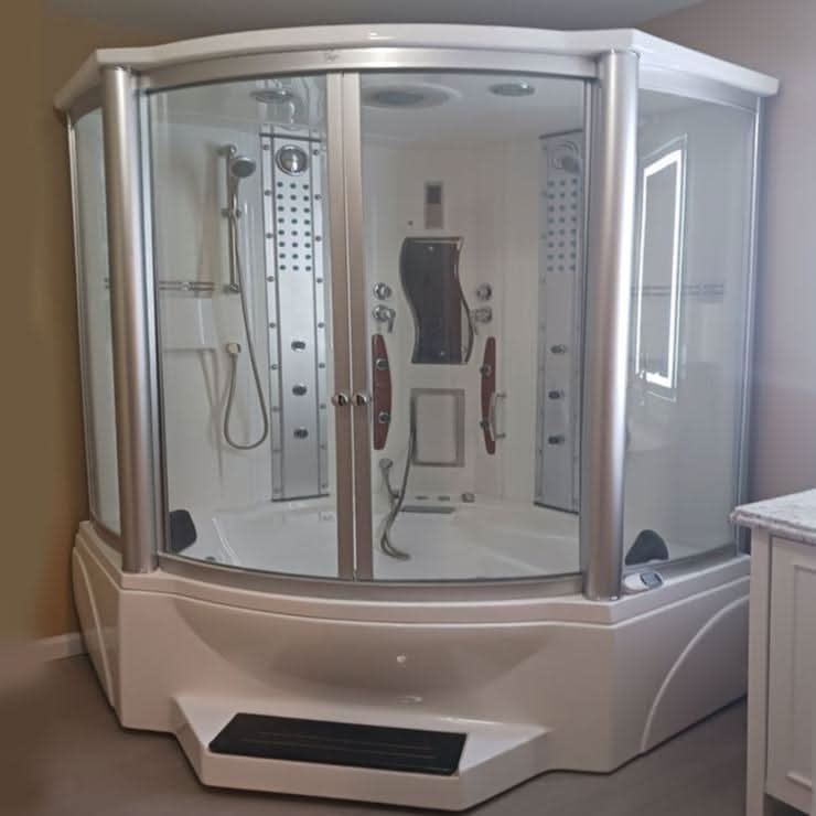 Mesa Showers Mesa WS-608A 2 Person Corner Steam Shower with Jetted Tub - 63" x 63" x 85"