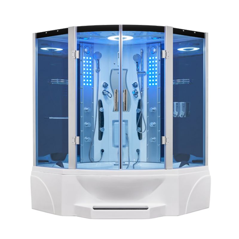 Mesa Showers Mesa WS-608P Steam Shower Tub Combo-63"x63"x85" (Blue Glass)