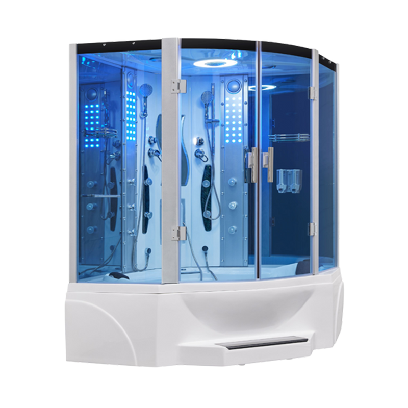 Mesa Showers Mesa WS-608P Steam Shower Tub Combo-63"x63"x85" (Blue Glass)