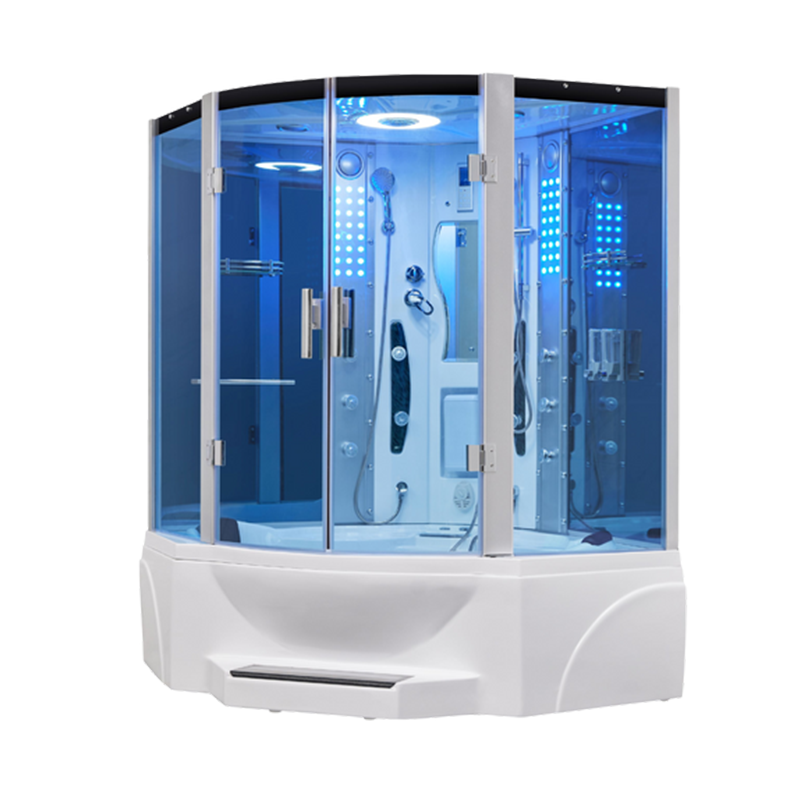 Mesa Showers Mesa WS-608P Steam Shower Tub Combo-63"x63"x85" (Blue Glass)