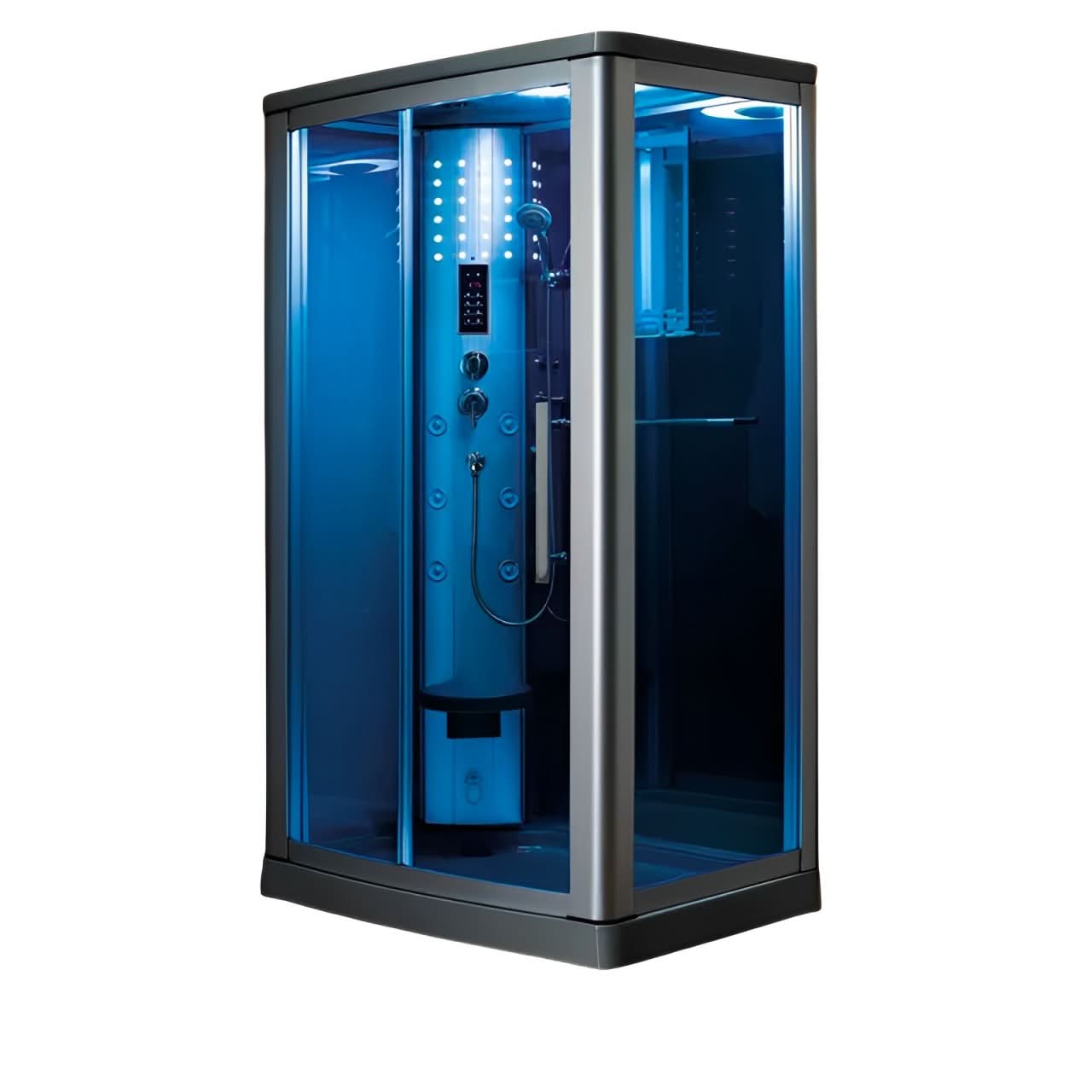 Mesa Showers Left Side Mesa WS-802L 1 Person Walk-In Steam Shower - 45"W x 32"D x 85"H (Blue Glass)