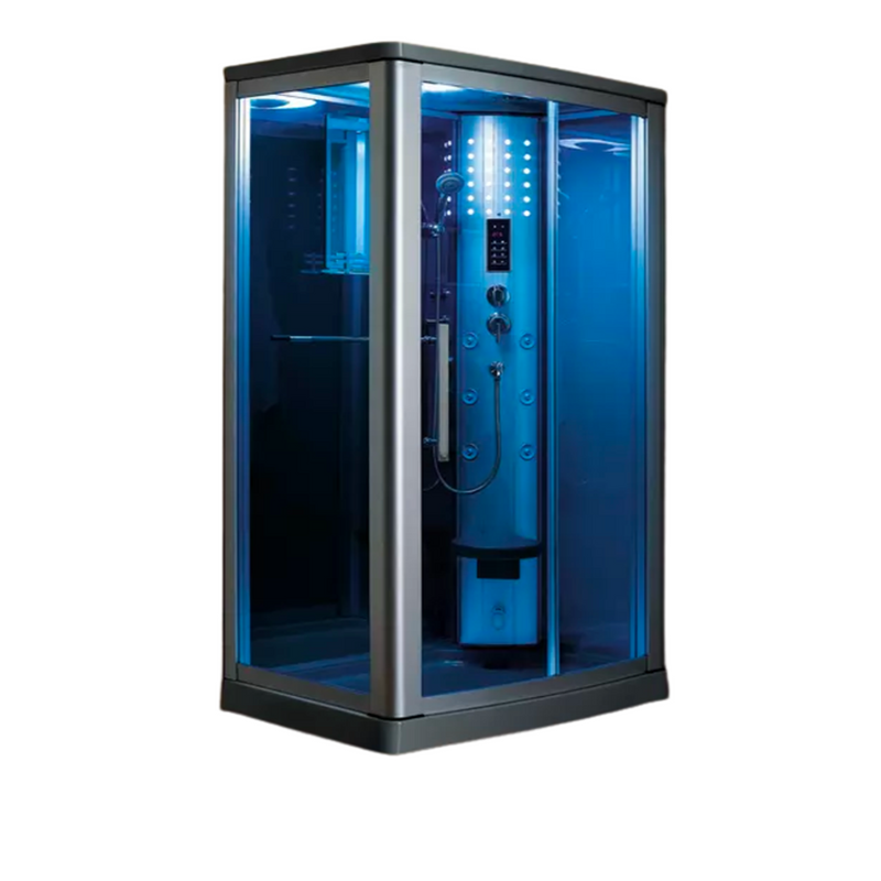 Mesa Showers Right Side Mesa WS-802L 1 Person Walk-In Steam Shower - 45"W x 32"D x 85"H (Blue Glass)