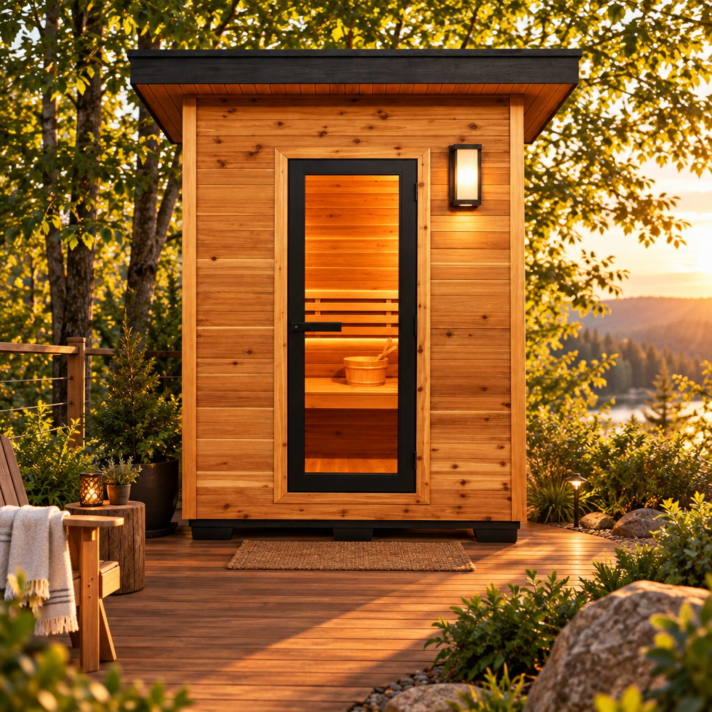 Sunray Saunas Sunray Seneca 3 Person Contemporary Outdoor Sauna with Harvia Heater