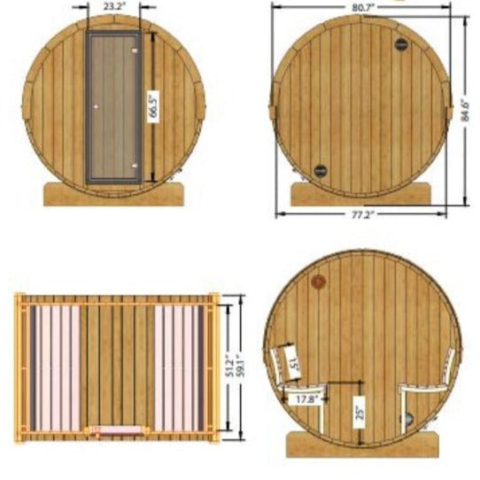 SaunaLife Saunas SaunaLife Model E6 3 Person Barrel Sauna