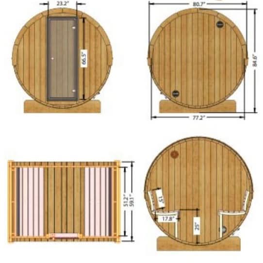 SaunaLife Saunas SaunaLife Model E6 3 Person Barrel Sauna