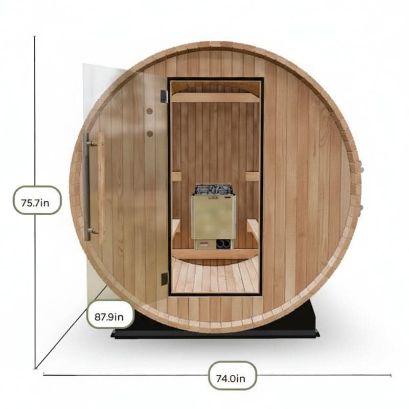 Almost Heaven Saunas & Showers Almost Heaven Pinnacle 4 Person Outdoor Barrel Sauna & Almost Heaven Ellipse Outdoor Shower