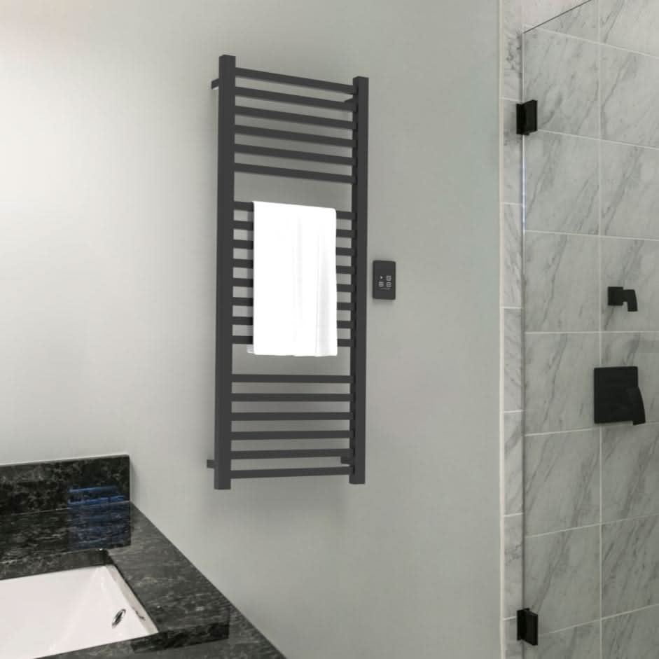 Amba Sauna Accessories Q2154MB.2 - Matte Black Amba Quadro Q2154 20 Bar Hardwired Towel Warmer