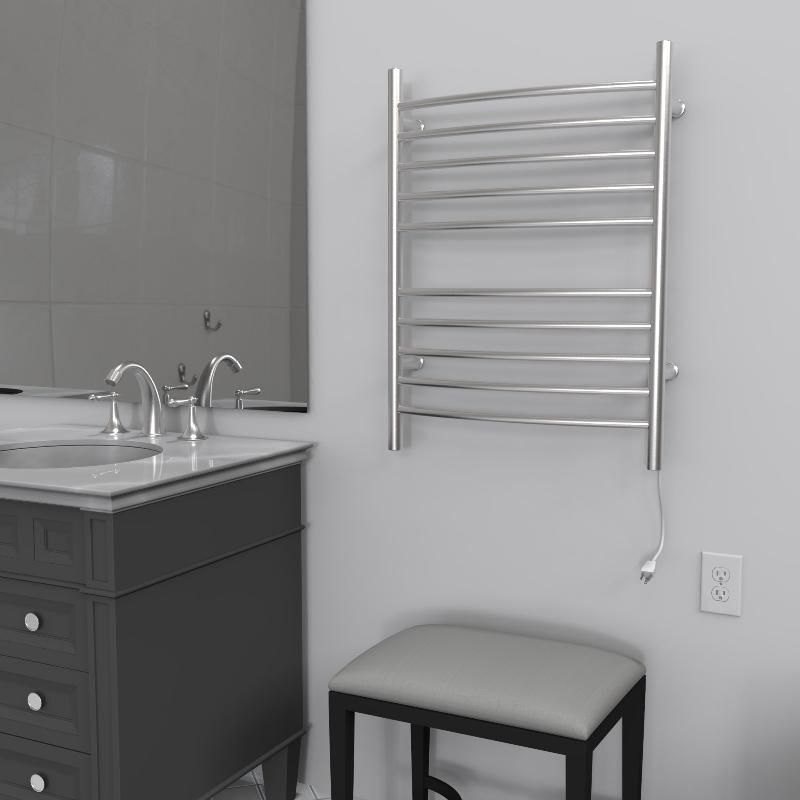Amba Towel Racks Amba Radiant Hardwired + Plug-in Combo Curved 10 Bar Towel Warmer