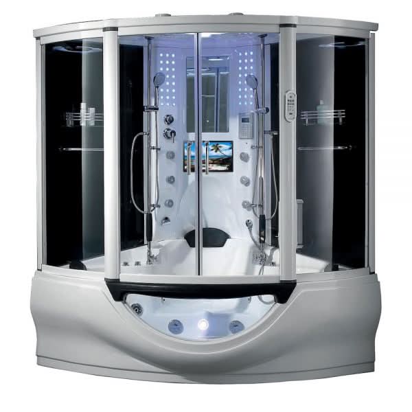 Maya Bath Showers Maya Bath The Superior Platinum White 2 Person Freestanding Steam Shower