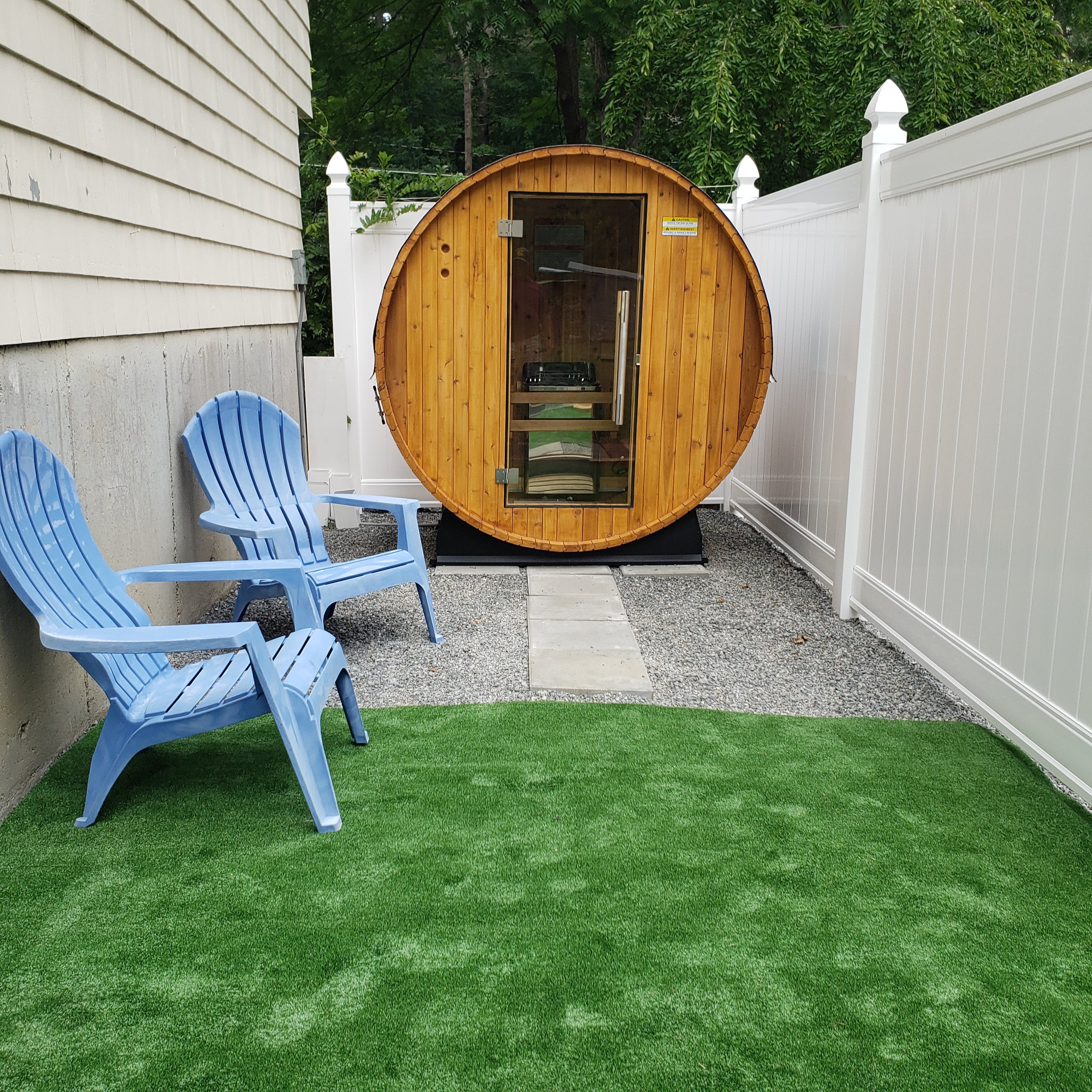 Almost Heaven Salem 2 Person Barrel Sauna & Almost Heaven Ellipse Outdoor Shower