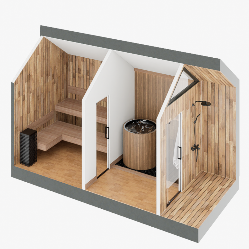 Sweaty Yeti Sauna Plus 6-8 Person Outdoor Sauna & Barrel Cold Plunge Cabin