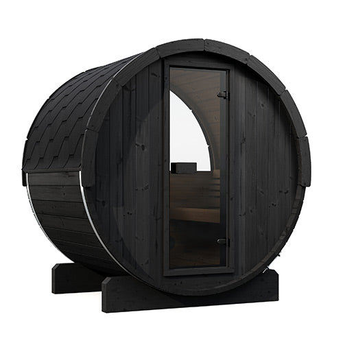 SaunaLife Saunas SaunaLife Model E6WB 3 Person Outdoor Traditional Barrel Sauna with Window (Paint Included)