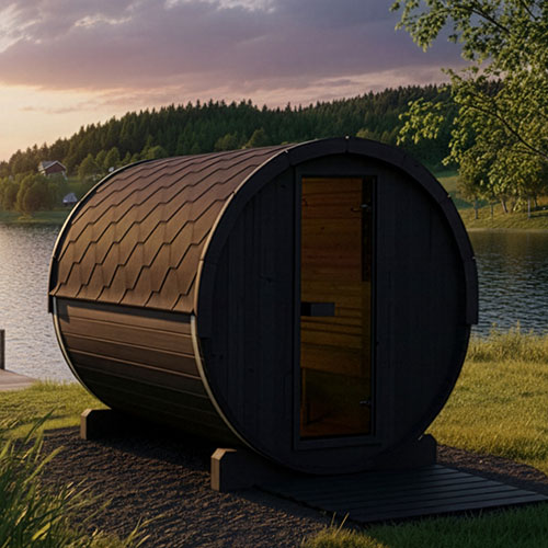 SaunaLife Saunas SaunaLife Model E8B 6 Person Ergo Series Outdoor Barrel Sauna (Paint Included)
