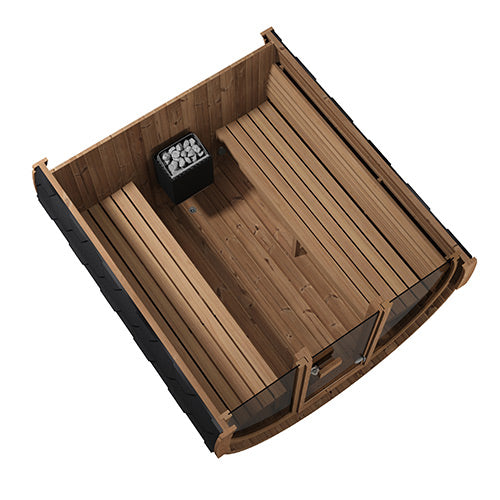 SaunaLife Saunas SaunaLife Model E8GB 6 Person Outdoor Traditional Barrel Sauna with Glass Front (Paint Included)