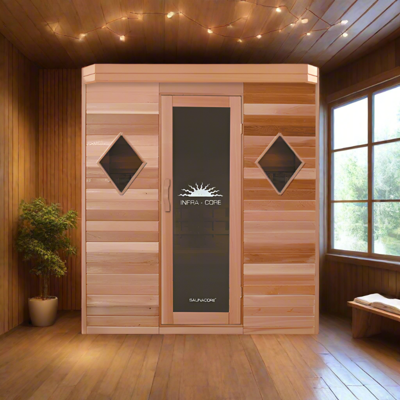 Saunacore Saunas INFRA-CORE™ Premium Dual Series Diamond Windows & Cedar Front