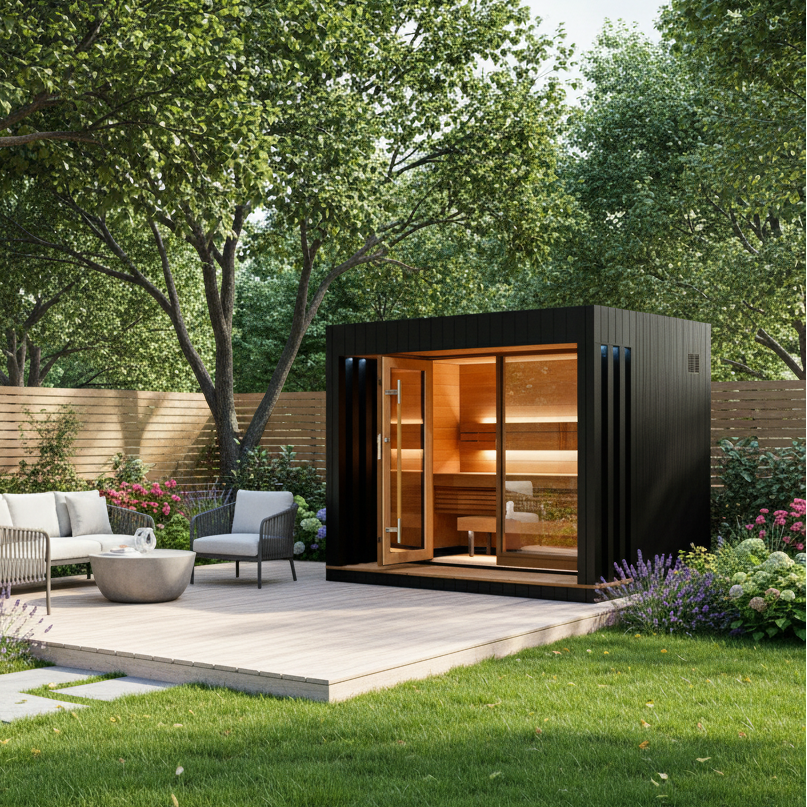 Saunum Saunas Saunum AirCube Terrace 3-4 Person Double Outdoor Cabin Sauna