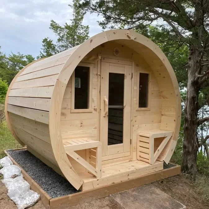 True North Saunas Saunas True North Schooner Canadian Made 2-8 Person Outdoor Traditional Barrel Sauna