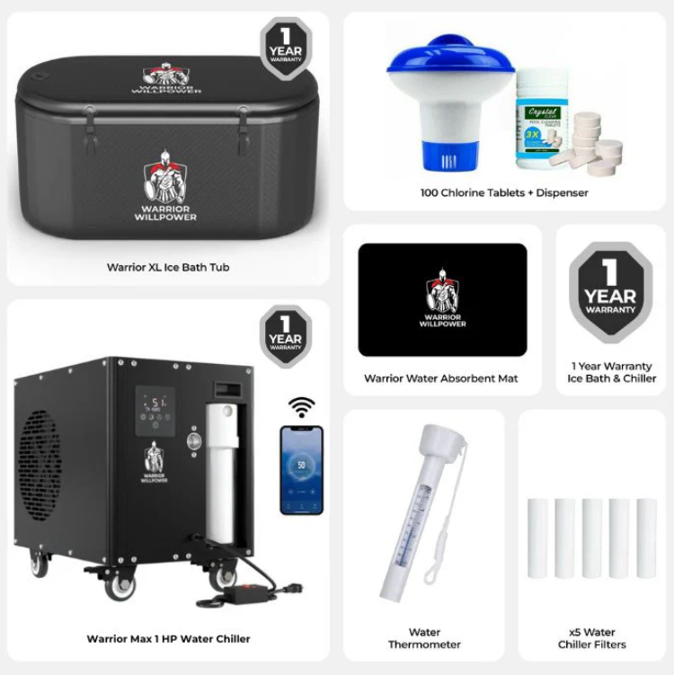 Warrior Willpower Chillers Warrior Max 1 HP Smart Water Chiller + Heater Bundle