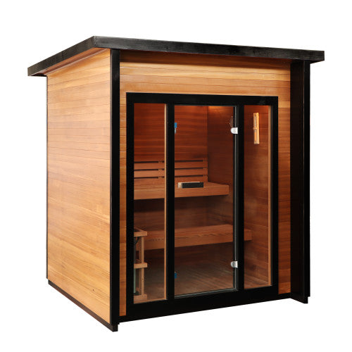 Sunray Saunas Sunray Cayman 4-Person Double Bench Outdoor Traditional Sauna