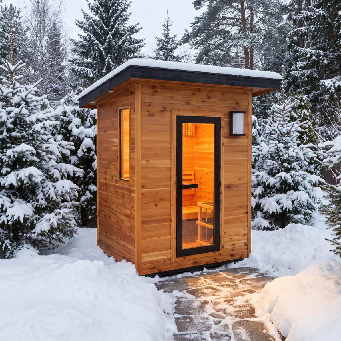Sunray Saunas Sunray Seneca 3 Person Contemporary Outdoor Sauna with Harvia Heater
