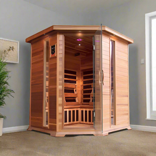 Sunray Saunas Sunray Bristol Bay 4 Person Indoor Infrared Corner Cedar Sauna