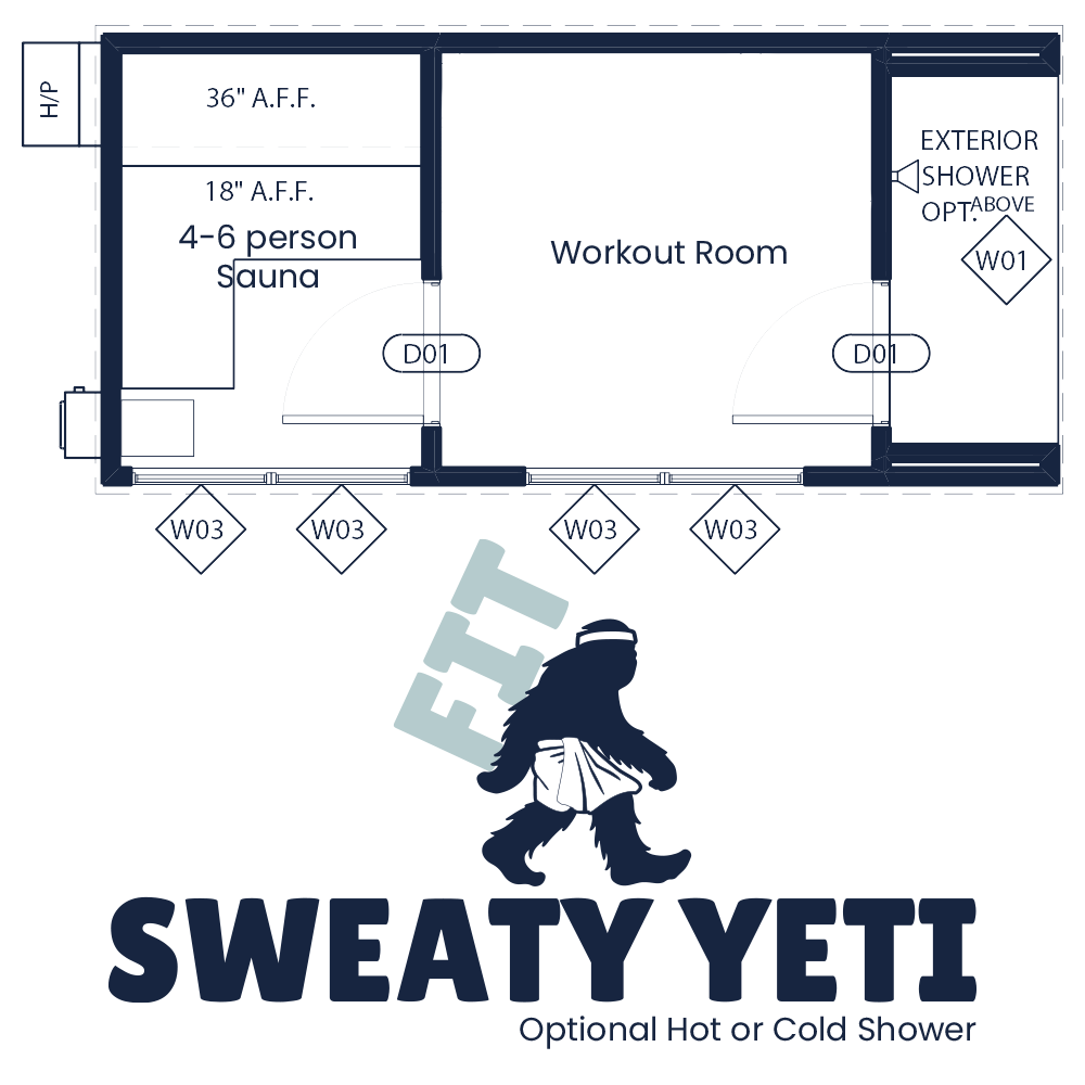 Sweaty Yeti Saunas Sweaty Yeti Sauna Fit 4-6 Person Outdoor Wellness & Fitness Cabin