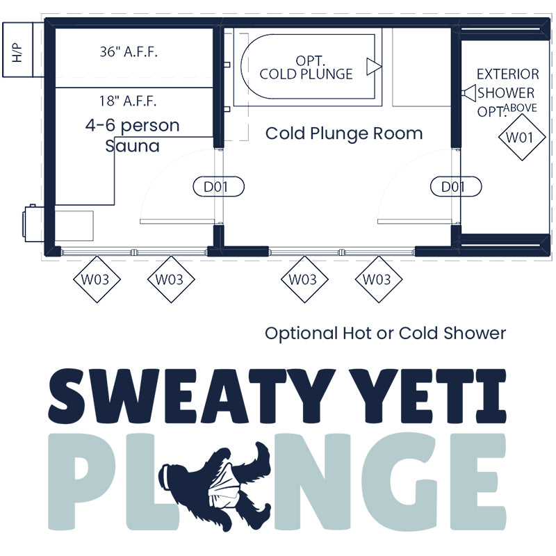 Sweaty Yeti Saunas Sweaty Yeti 4-6 Person Outdoor Sauna & Cold Plunge Cabin