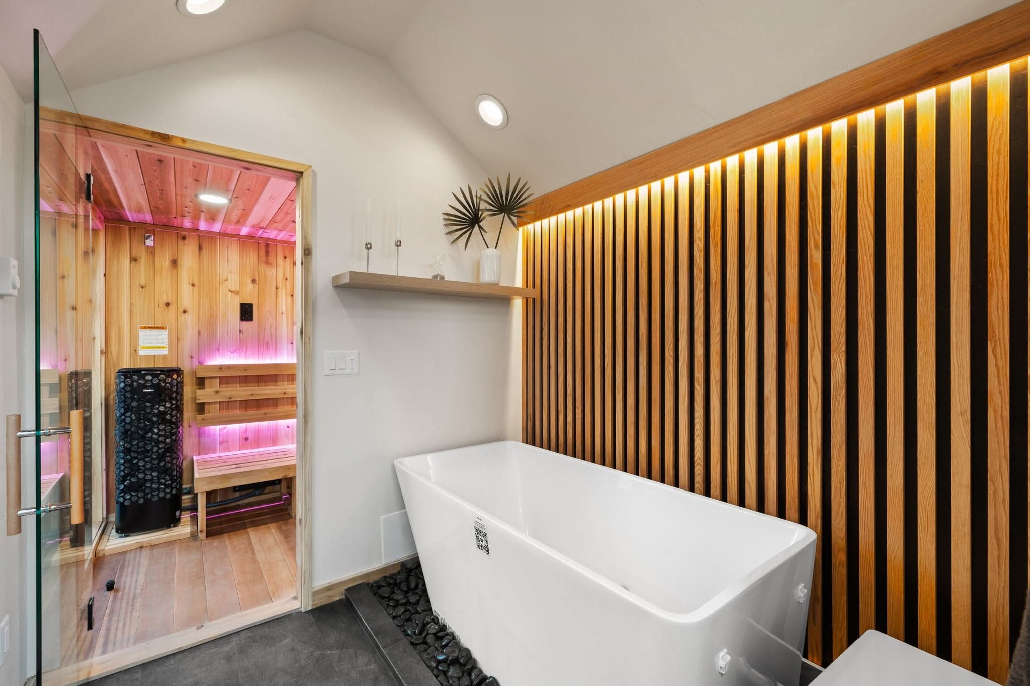 Sweaty Yeti 4-6-Person Outdoor Sauna & Cold Plunge Cabin with good interior view.