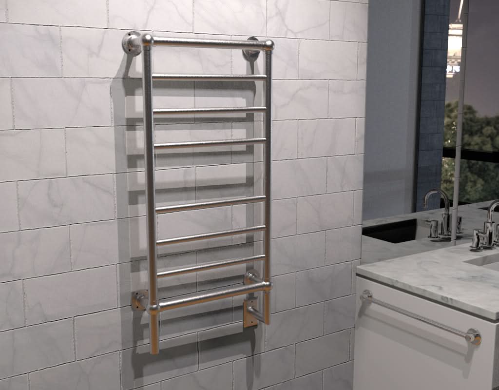 Amba Heated Towel Rack T-2040BN - Brushed Nickel Amba Traditional Model T-2040 8 Bar Hardwired Towel Warmer