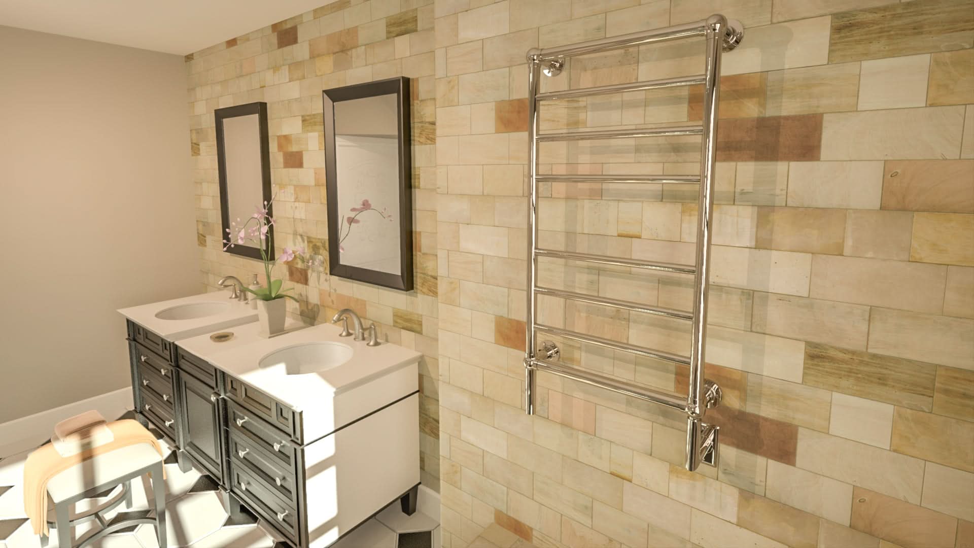 Amba Heated Towel Rack T-2040PN - Polished Nickel Amba Traditional Model T-2040 8 Bar Hardwired Towel Warmer