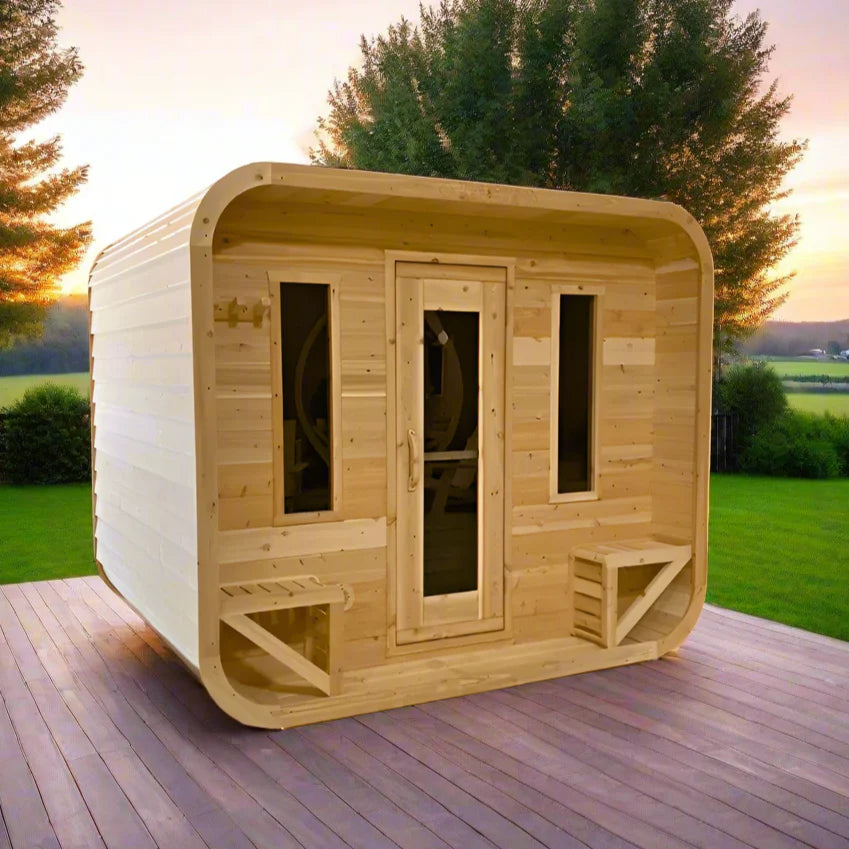 True North Saunas Saunas True North Canadian Made Quattro 4-5 Person Outdoor Traditional Cedar Cube Sauna