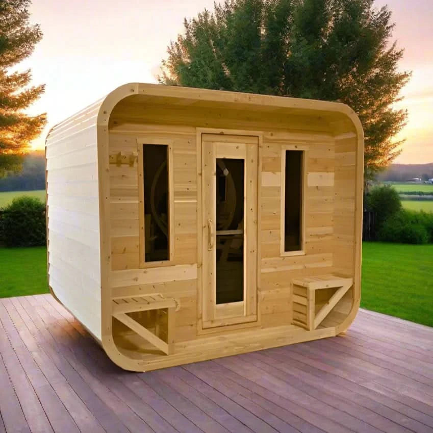 True North Saunas Saunas True North Canadian Made Quattro 4-5 Person Outdoor Traditional Cedar Cube Sauna