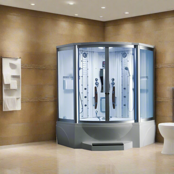 Mesa Showers Mesa WS-608A 2 Person Corner Steam Shower with Jetted Tub - 63" x 63" x 85"