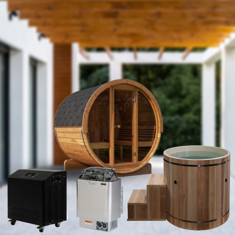Forever Saunas Saunas Forever Saunas 4 person Thermally Treated Outdoor Barrel Sauna Detox Package