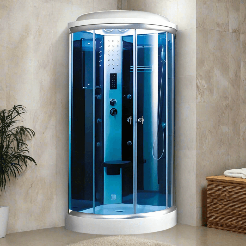 Mesa Showers Mesa WS-9090K 1 Person Corner Steam Shower - 36"L x 36"W x 85"H (Blue Glass)