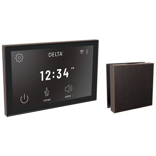 Delta Steam Shower Controls Delta SteamScape Deluxe Interface and Contemporary Square Steam Head