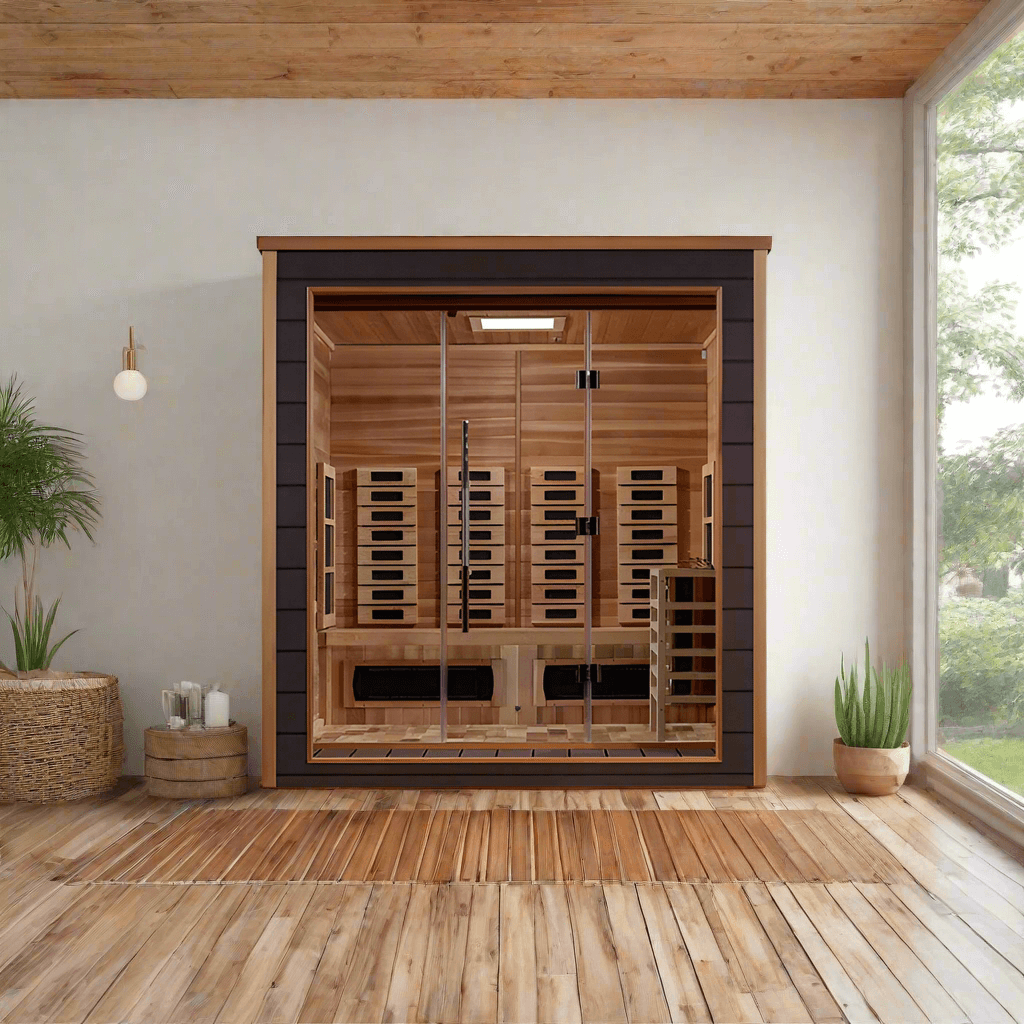 Golden Designs Saunas Golden Designs Visby 3 Person Outdoor-Indoor PureTech™ Hybrid Full Spectrum Sauna (GDI-8223-01)