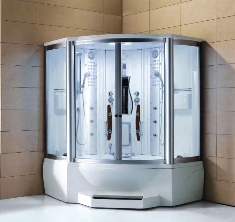 Mesa Showers Mesa WS-608A 2 Person Corner Steam Shower with Jetted Tub - 63" x 63" x 85"