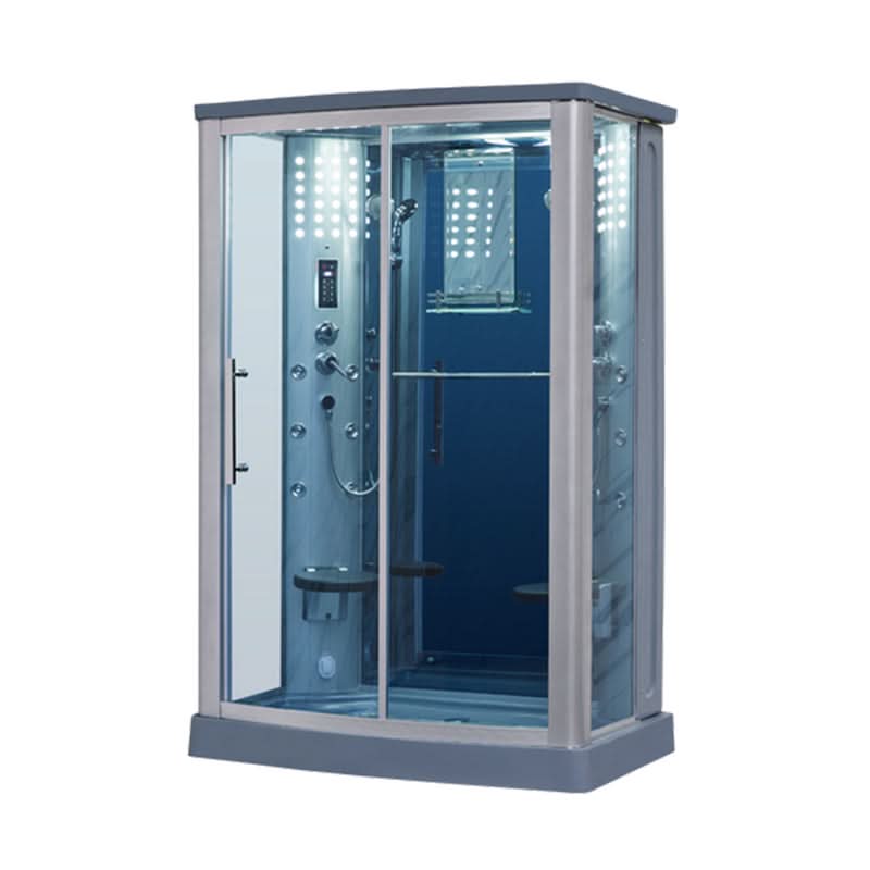 Mesa Showers Right Mesa WS-803L 2 Person Walk-In Steam Shower - 54"L x 35"W x 85"H (Blue Glass)
