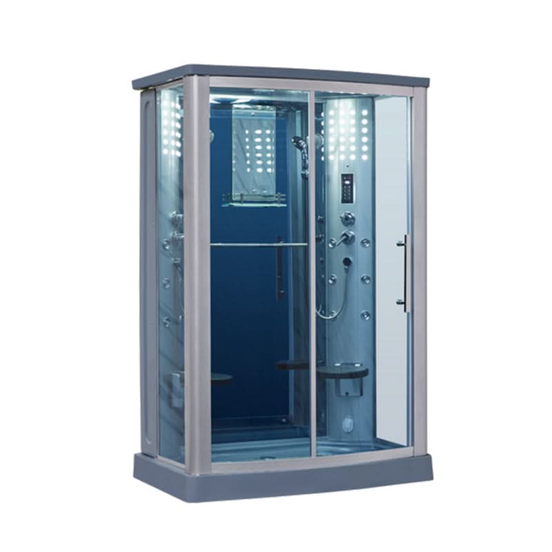 Mesa Showers Left Mesa WS-803L 2 Person Walk-In Steam Shower - 54"L x 35"W x 85"H (Blue Glass)
