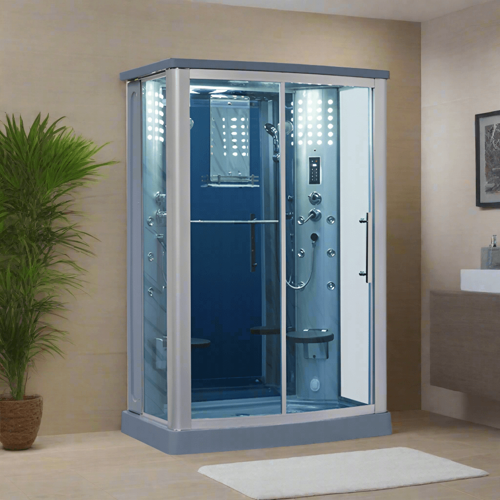 Mesa Showers Mesa WS-803L 2 Person Walk-In Steam Shower - 54"L x 35"W x 85"H (Blue Glass)