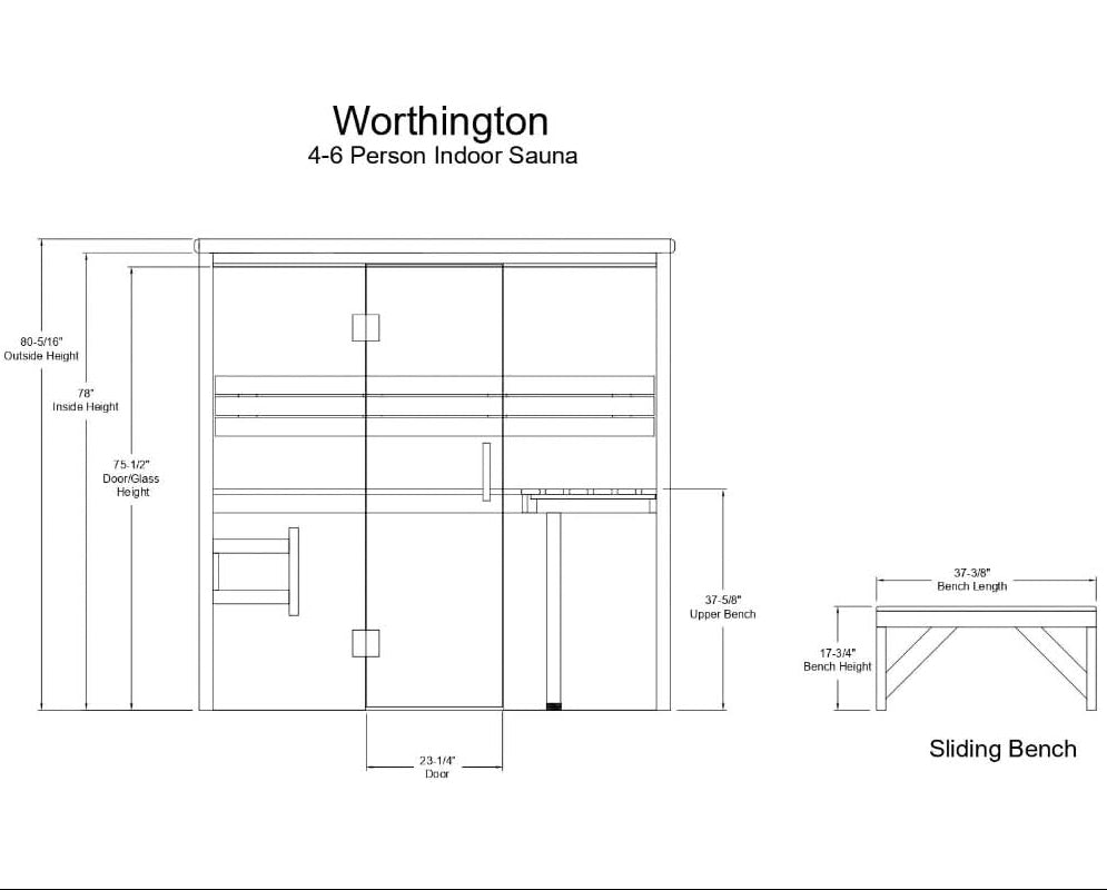 Almost Heaven Saunas Almost Heaven Worthington 4-6 Person Indoor Sauna