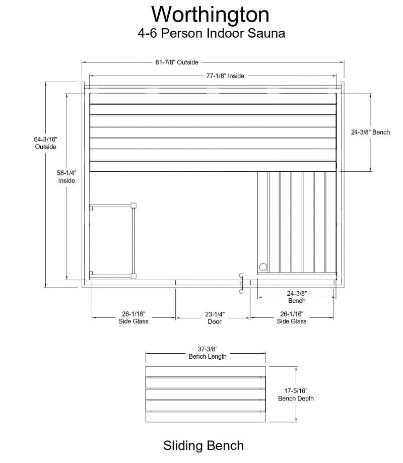 Almost Heaven Saunas Almost Heaven Worthington 4-6 Person Indoor Sauna