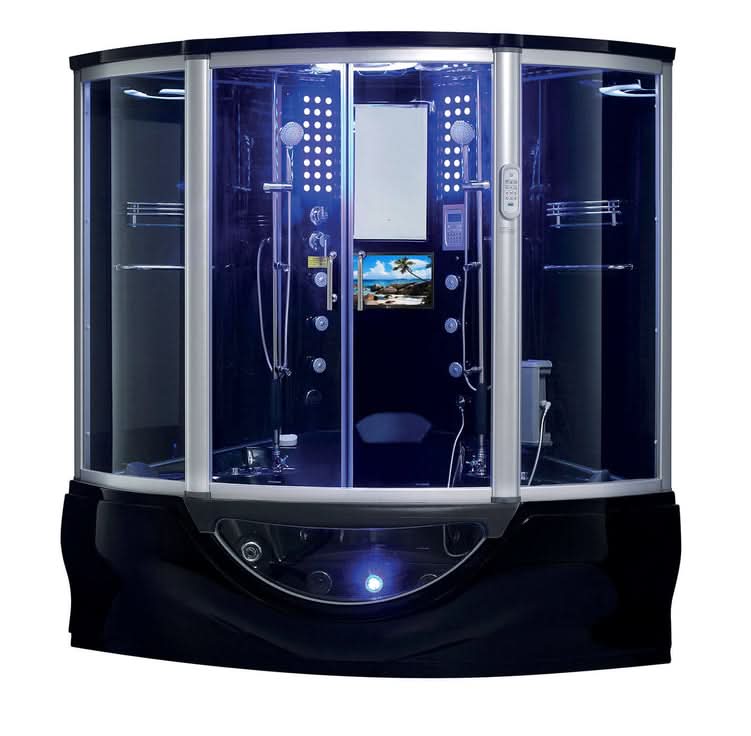 Maya Bath Showers Maya Bath The Superior Platinum Black 2-Person Freestanding Steam Shower