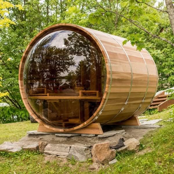 Dundalk LeisureCraft Saunas Dundalk LeisureCraft Clear Cedar Panoramic View 6 Person Barrel Sauna