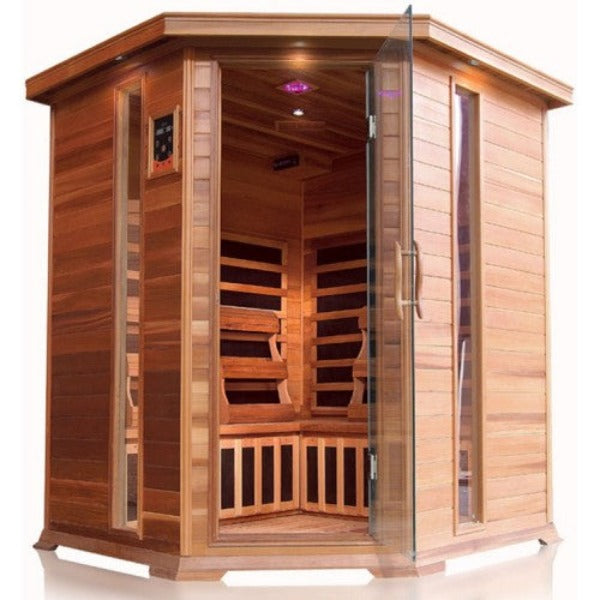 Sunray Saunas Sunray Bristol Bay 4 Person Indoor Infrared Corner Cedar Sauna